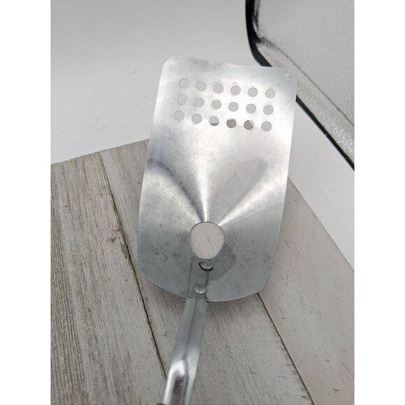 Top Drawer Stainless Steel Slotted Spatula With Drain Hole Black Yellow Handle - Picture 2 of 7